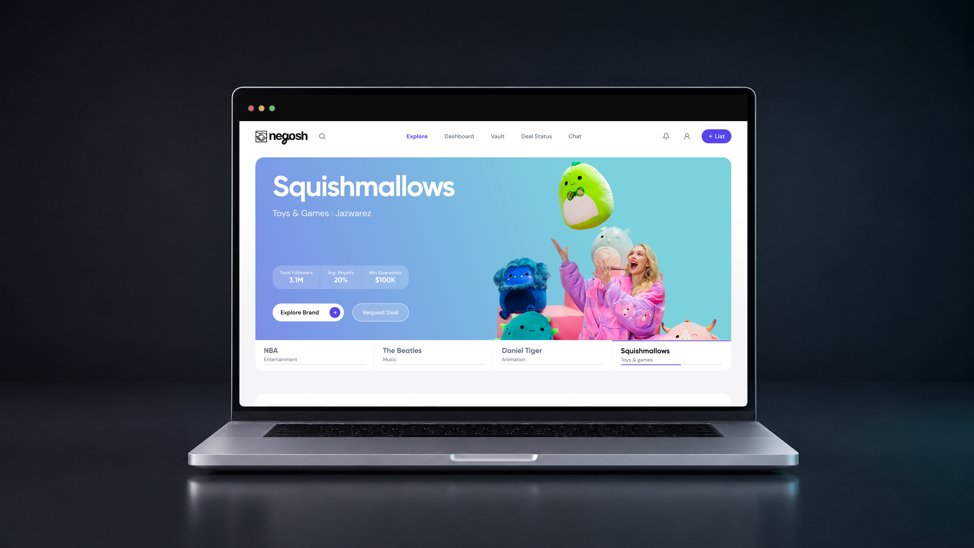 Negosh brand licensing marketplace